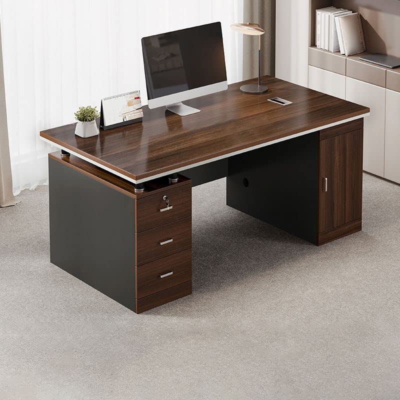 Computer Writing Desk, Rectangular Gaming Desk with with Drawers Modern Sturdy
