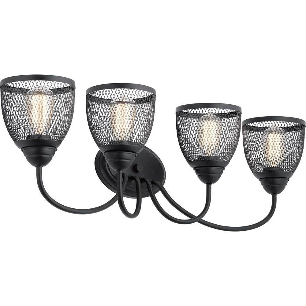 Voclain 32" 4 Light Vanity Light with Mesh Shade in Black