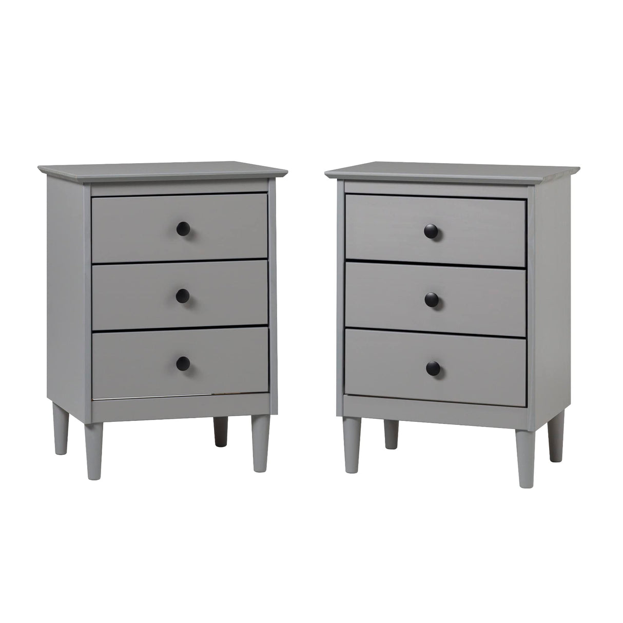 Myron Modern 3-Drawer Nightstands, Set of 2, Grey