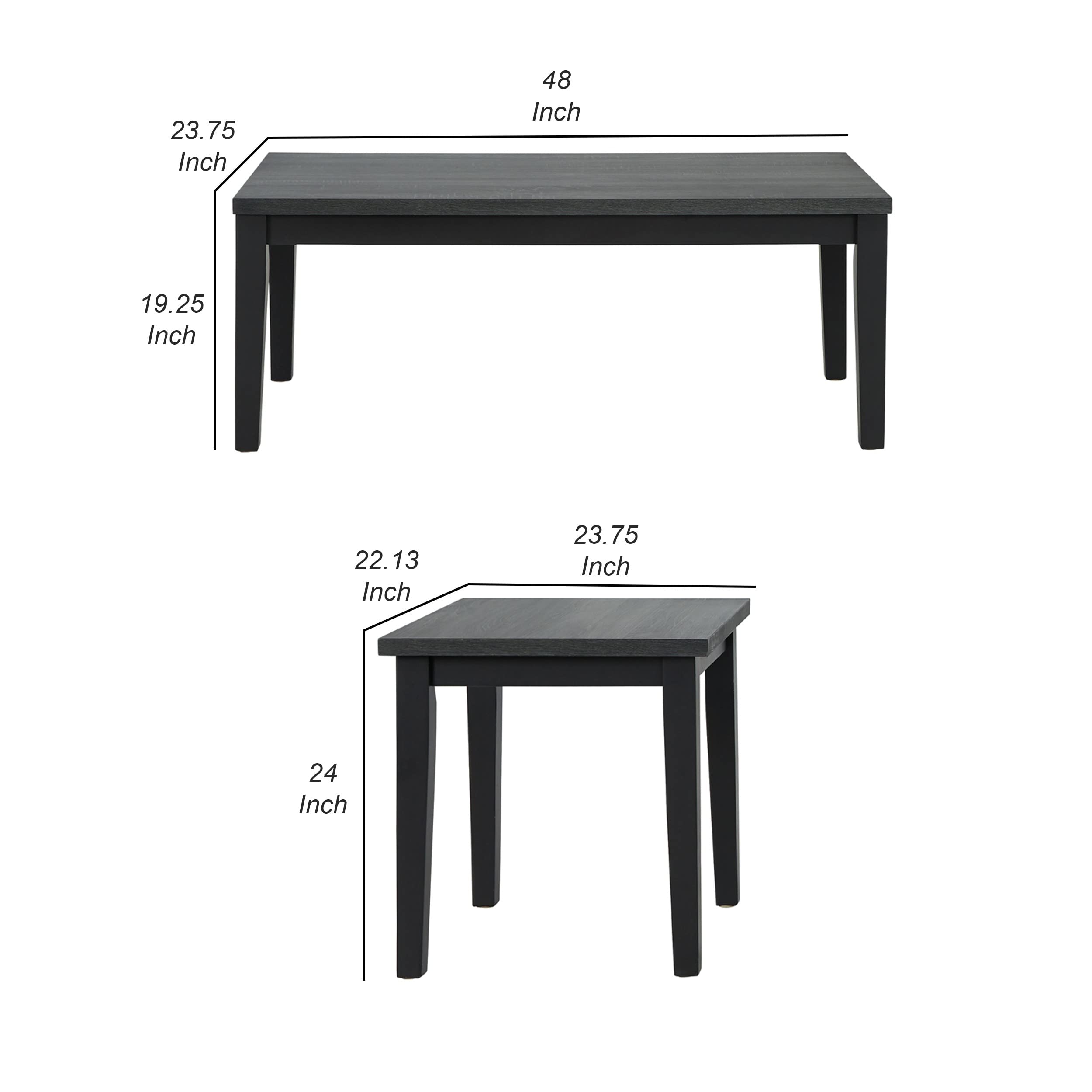 Modern 3 Piece Coffee Table Set, Melamine Laminate Finish, Dark Gray Wood