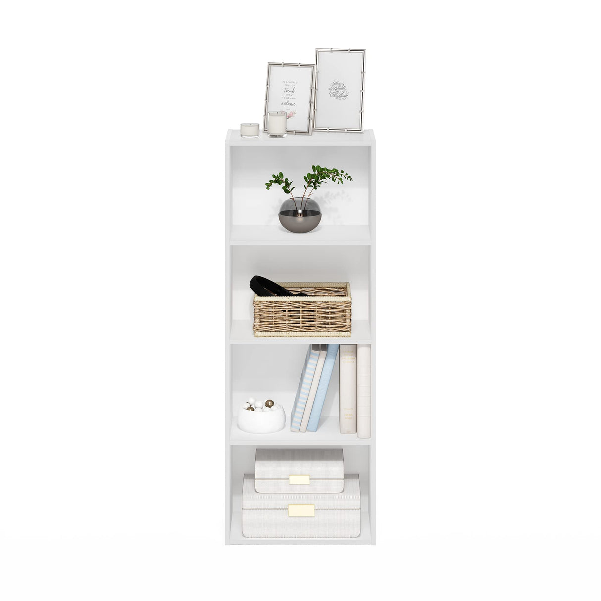 Luder Bookcase / Book / Storage, 4-Tier, White