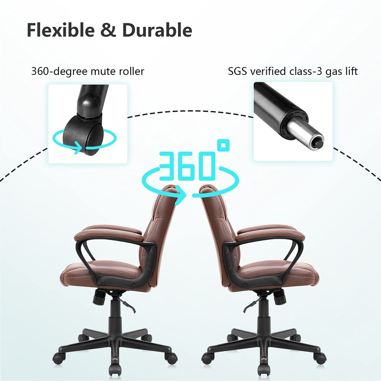 Executive Office Chair Swivel Task Seat with Ergonomic Mid-Back, Waist Support