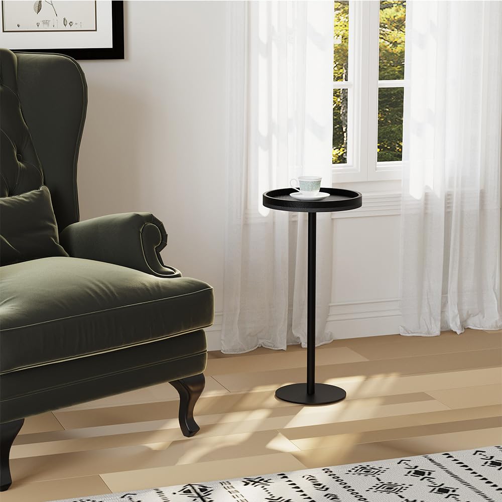 Round Drink Table,Small Pedestal Table,Small Round Side Table for Small Spaces