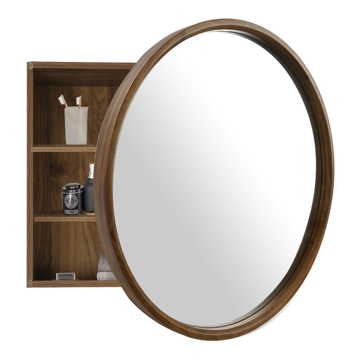 Bathroom Medicine Cabinet with Mirror, 24 Inch Round Mirror Medicine Mabinet Wall