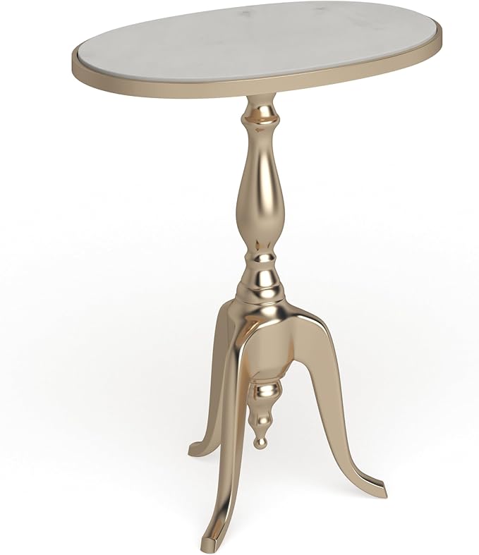 Aluminum Metal Side End Accent Table End Table with Marble Top, Side Table 15" x 15" x 22", Gray