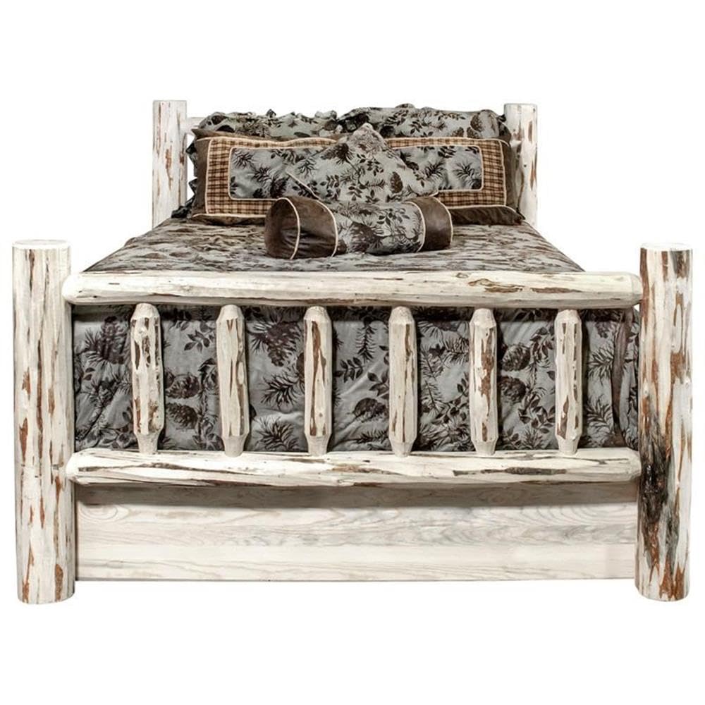 Montana Collection King Bed with Storage, Clear Lacquer Finish