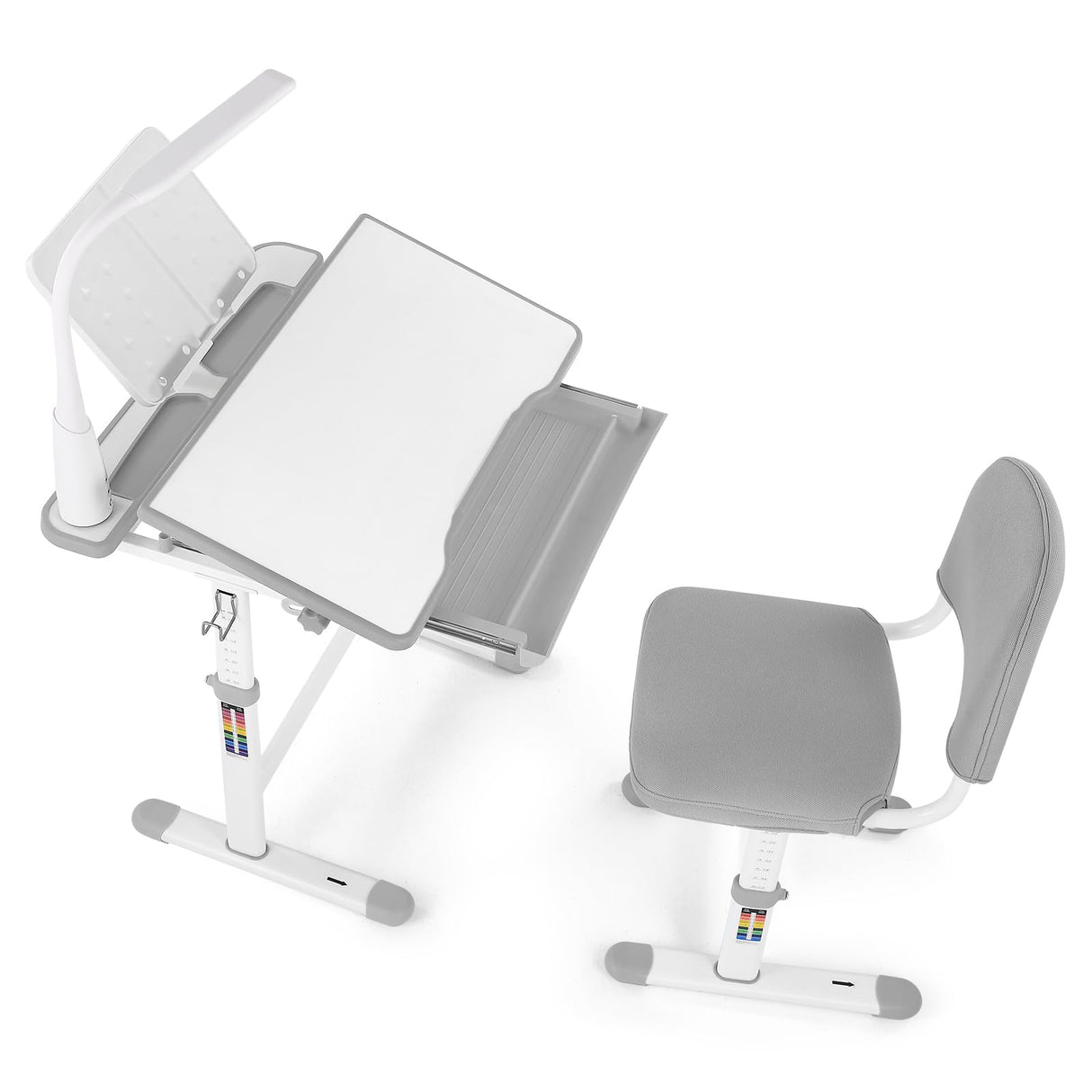 Kids Study Desk and Chair Set Height Adjustable Children School Girl Table Large Writing Board Desk