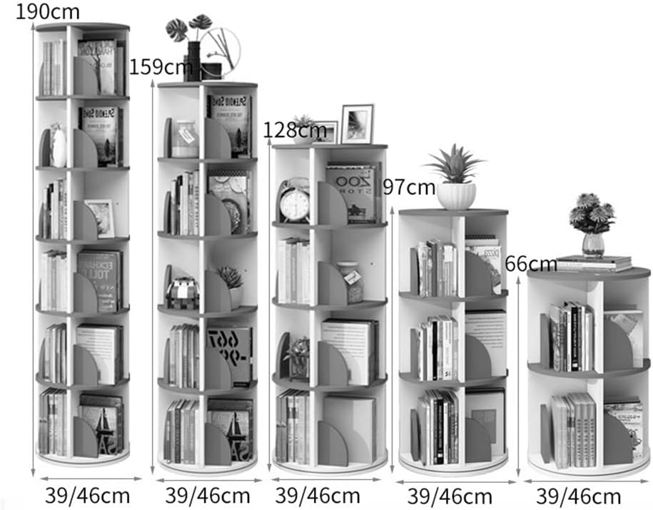 JOZZY Bookshelf,MDF Rotating Kids Floor Standing Book Height Adjustable in Reading Assemble The