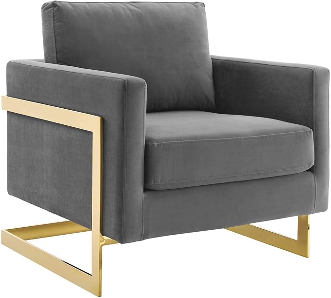 Posse Upholstered Fabric Accent Chair in Black Light Gray