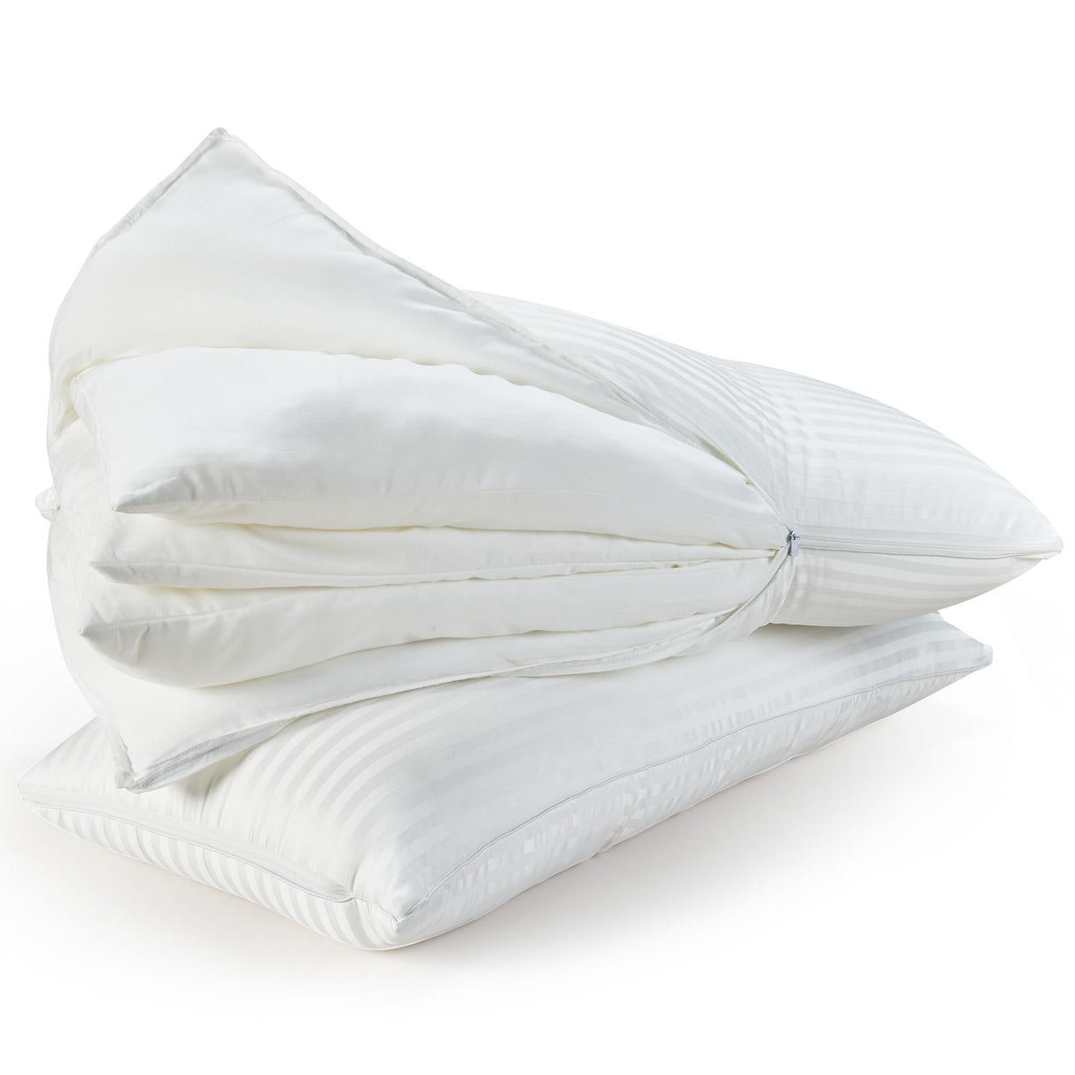 Pillows Set of 2, Fluffy 3 Layer Bed Pillows for Sleeping, Cotton Fabric Pillows