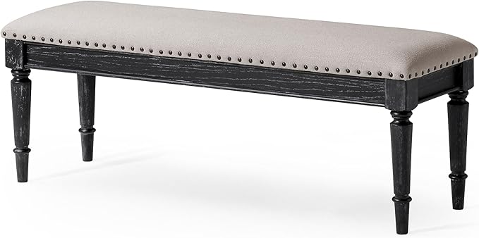 Elizabeth Traditional Wooden Upholstered Bench, Padded Seat