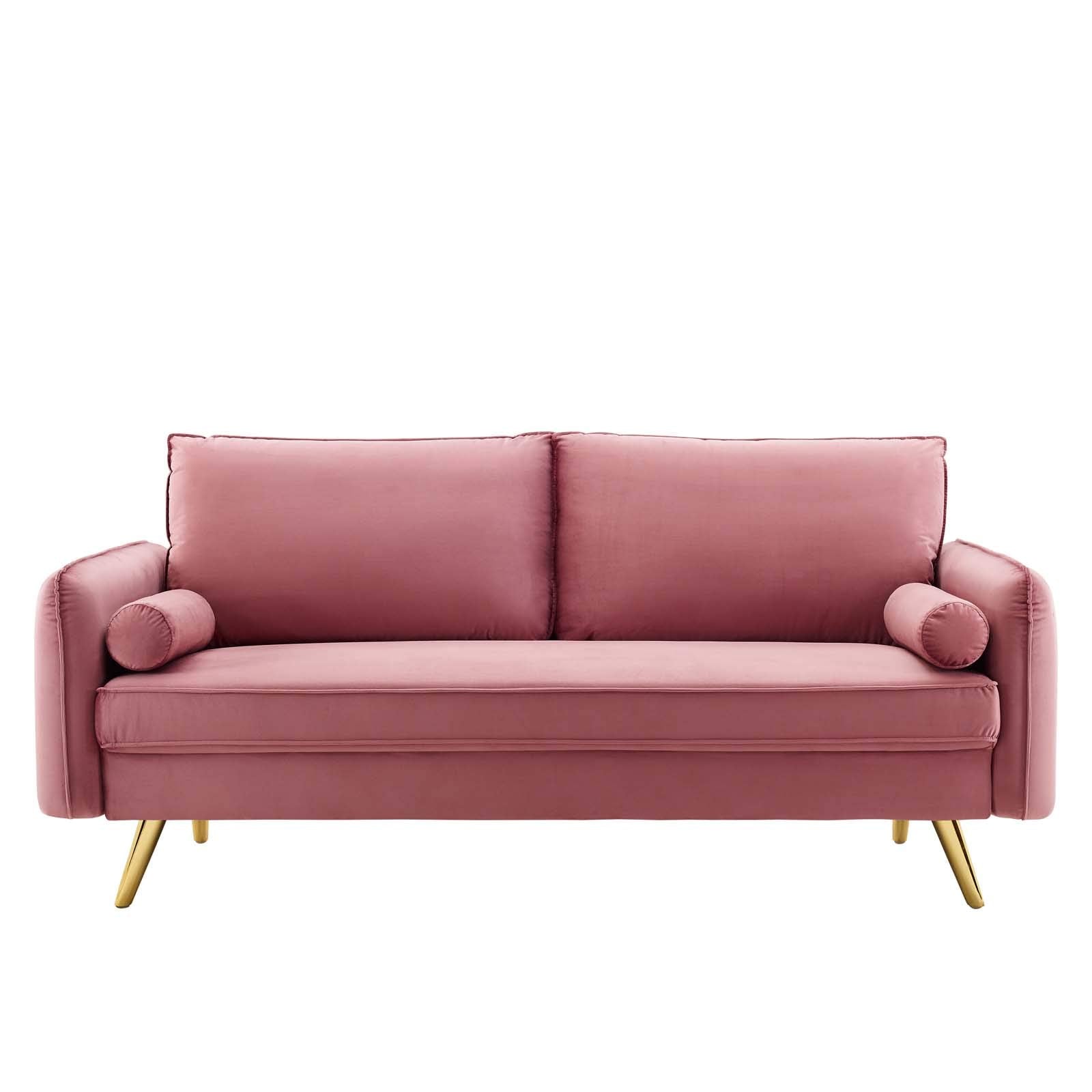 Revive Performance Velvet Sofa, Dusty Rose