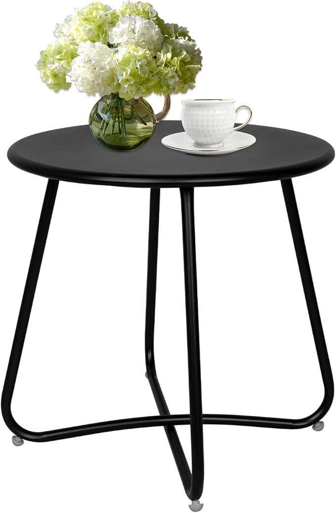 Yellow Outdoor Side Tables, Small Outdoor Table, Round Patio Side Table