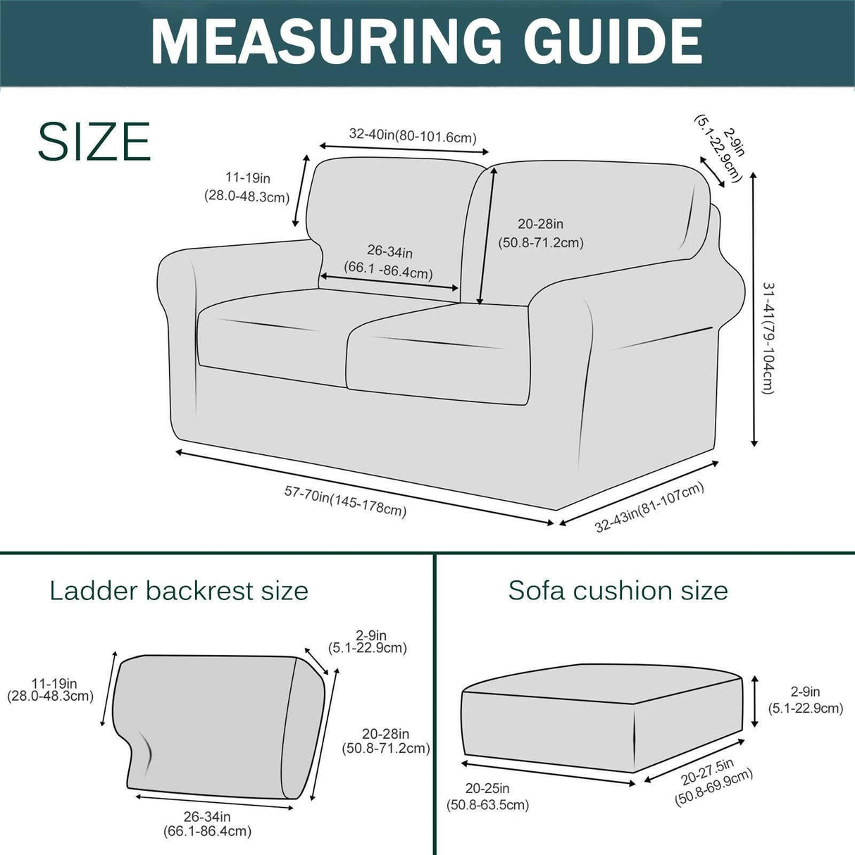 5 Piece Couch Cover for 2 Cushion Couch Loveseat Cover, Spandex Spandex Stretch Sofa Cover
