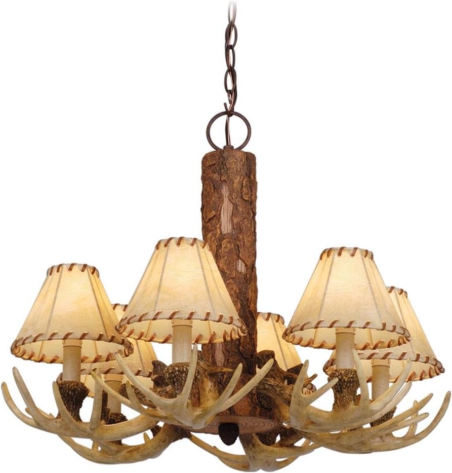 Vaxcel CH33006NS Lodge 6 Light Chandelier, 22" x 22" x 18", Noachian Stone Finish