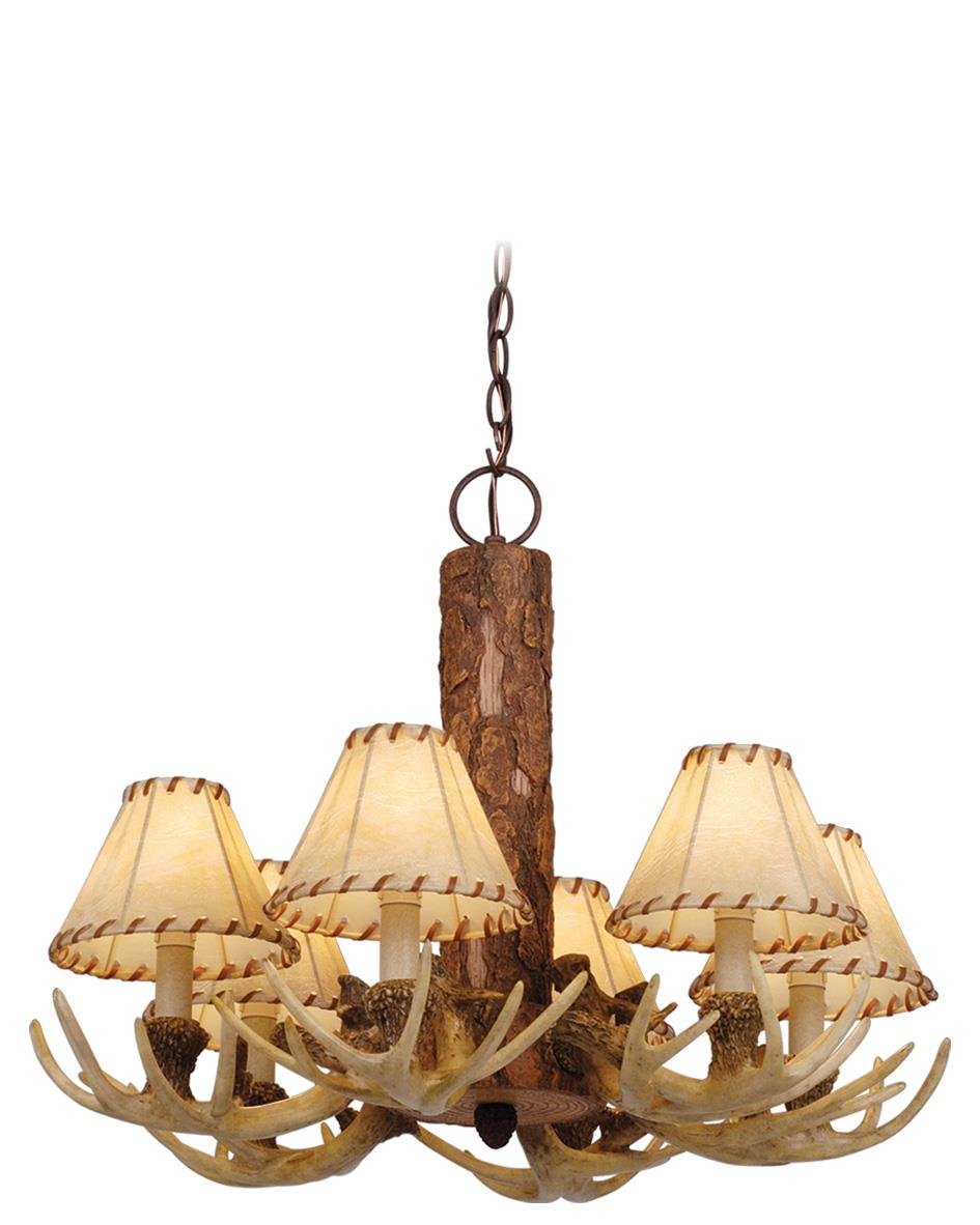 Vaxcel CH33006NS Lodge 6 Light Chandelier, 22" x 22" x 18", Noachian Stone Finish