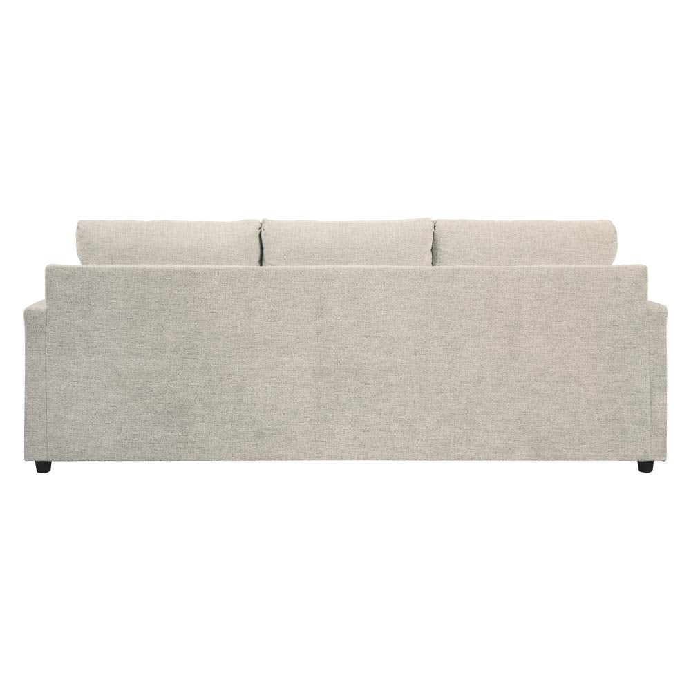 Soletren Contemporary Chenille Sofa with 4 Accent Pillows, Off-White