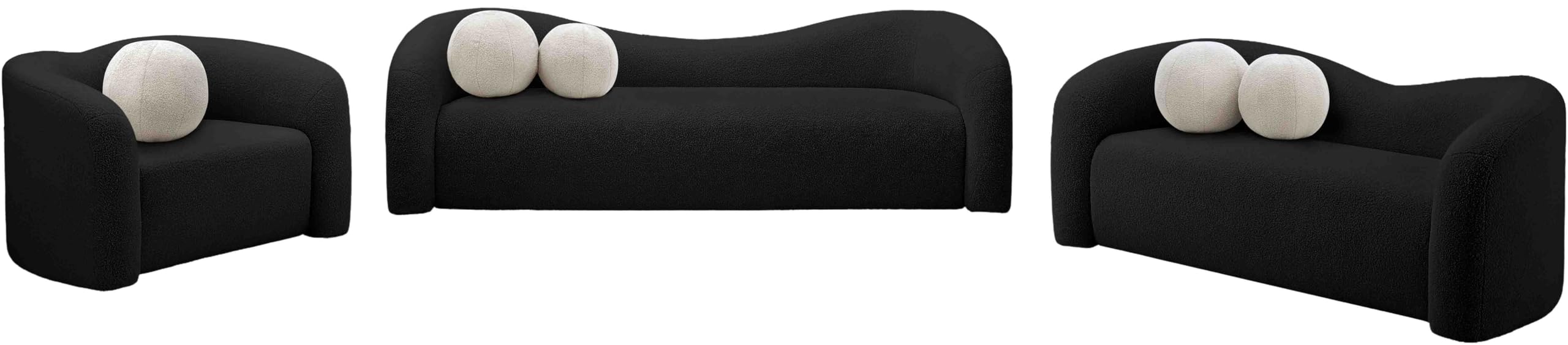 Contemporary Sofa with Soft Black Faux Shearling