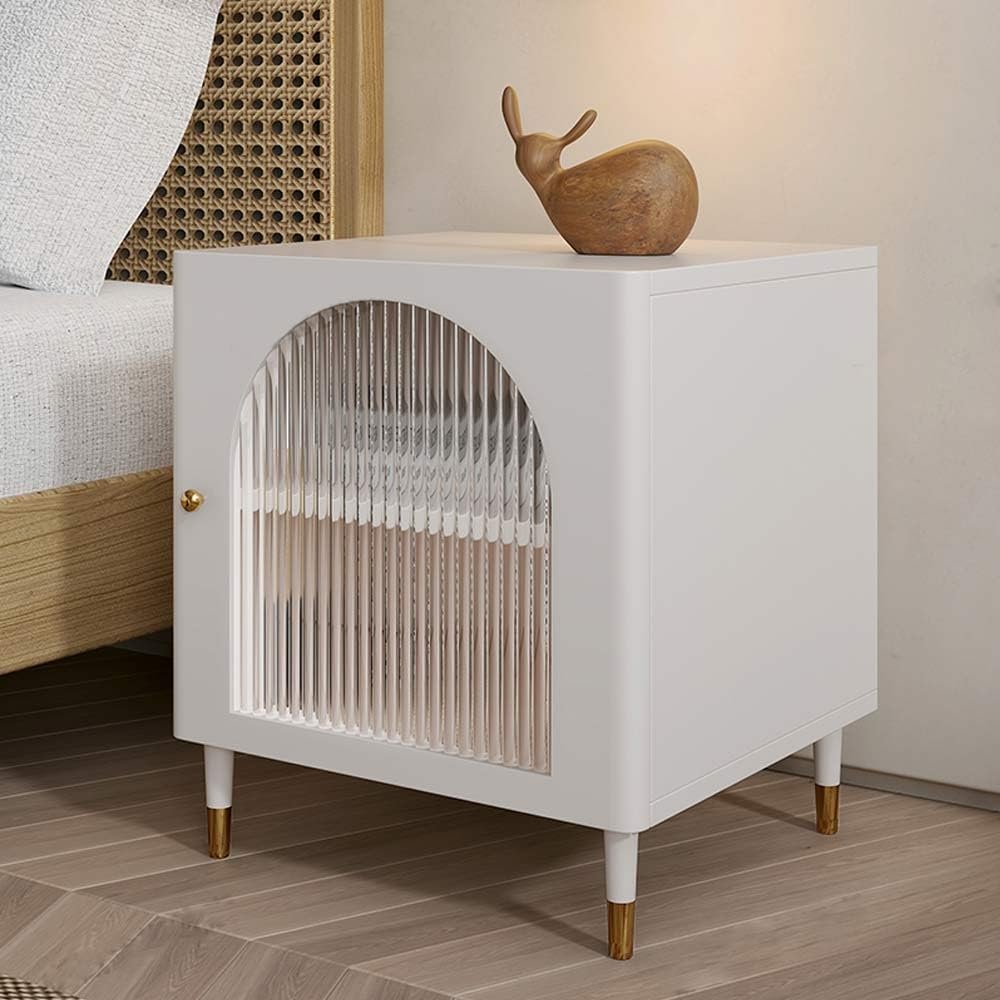 White Nightstand End Table, Mid-Century Modern Night Stand