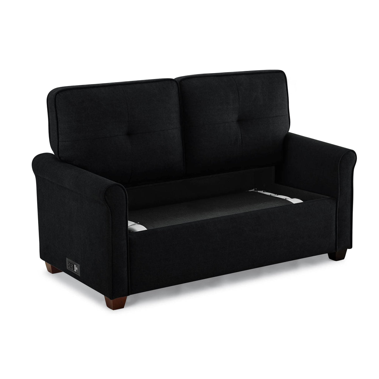 Solutions Armisen Convertible Loveseat, Black Linen
