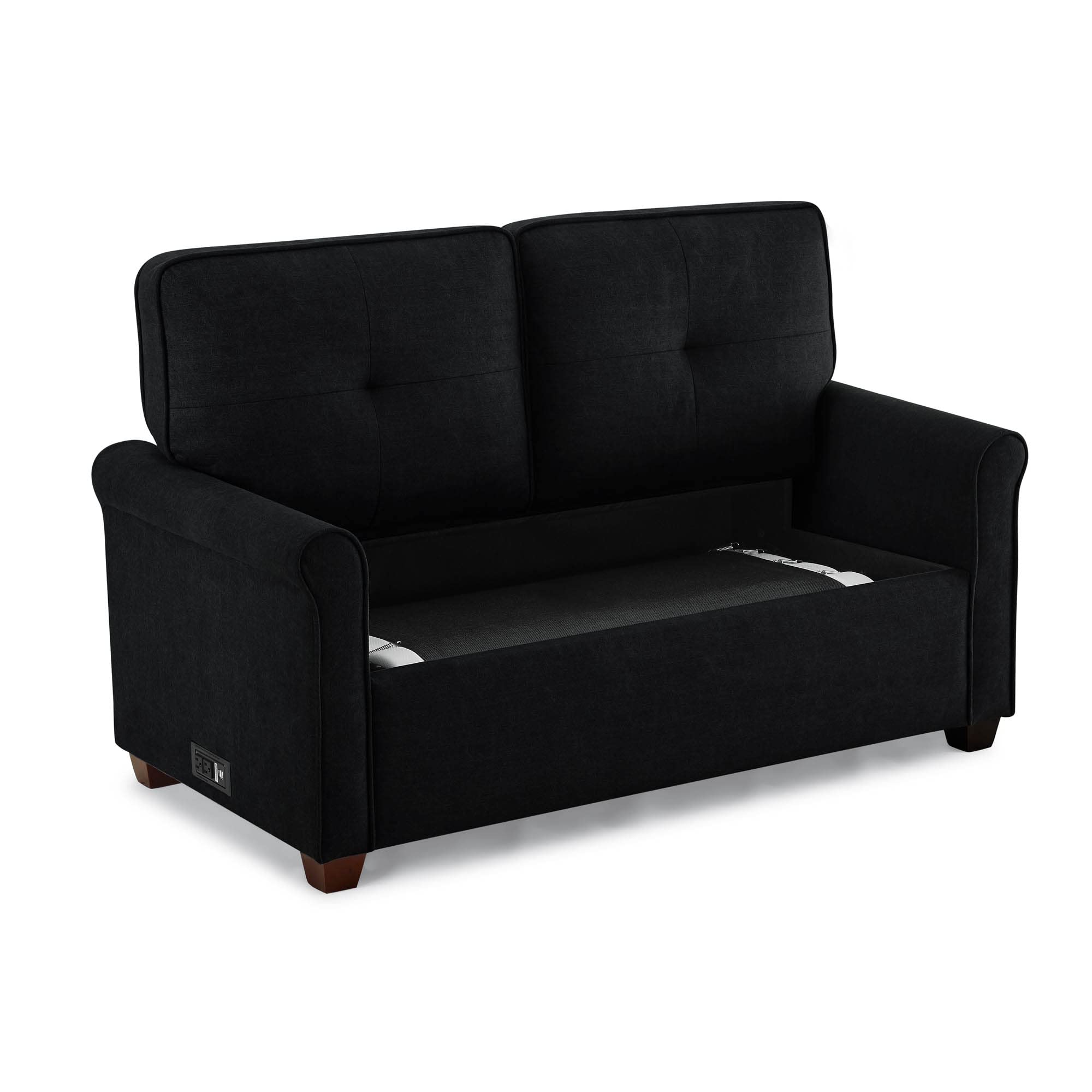 Solutions Armisen Convertible Loveseat, Black Linen