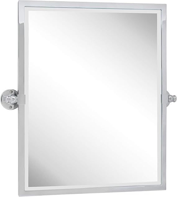 ' Black Metal Framed Pivot Rectangle Bathroom Mirror Tilting Beveled Vanity