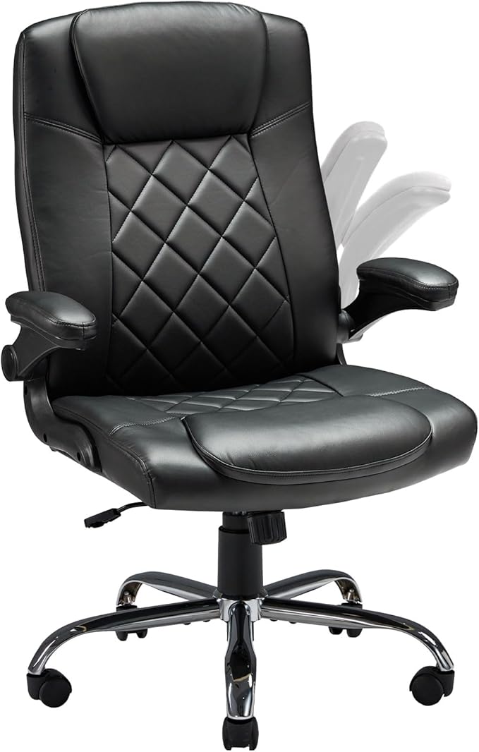 Executive Office Chair w/Flip-Up Arms Managerial Home Desk Chair w/Lumbar Support