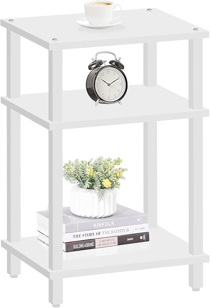 End Table with Charging Station, Side Table with USB Ports and Outlets, Nightstand, 3