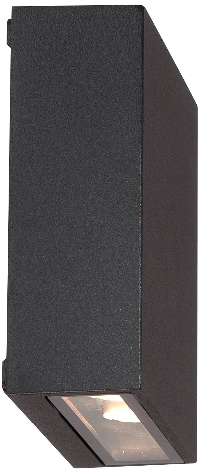 Possini Euro Design Stanford Modern Outdoor Wall Lights Set of 2 Black Metal LED Downlight 5 1/2" Tempered Glass for Exterior House Porch Patio Outside Deck Garage Yard Front Door Garden Home