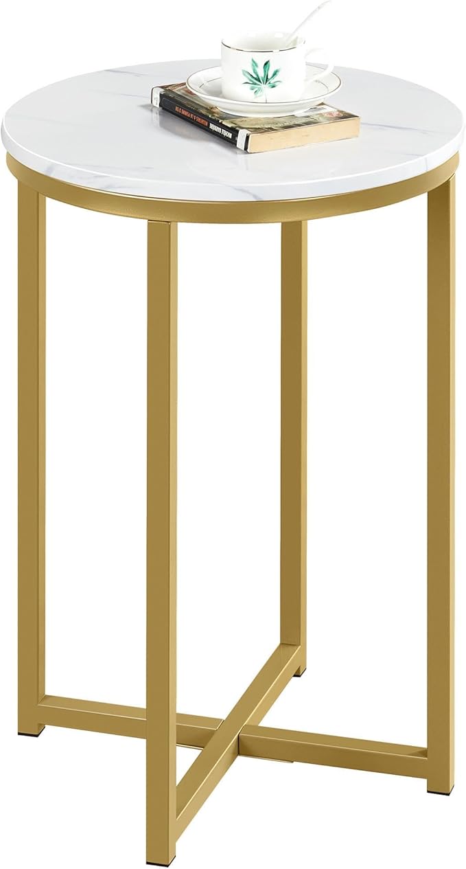 Round End Table Set of 2,16in Faux Marble Accent Table,Modern Side Table