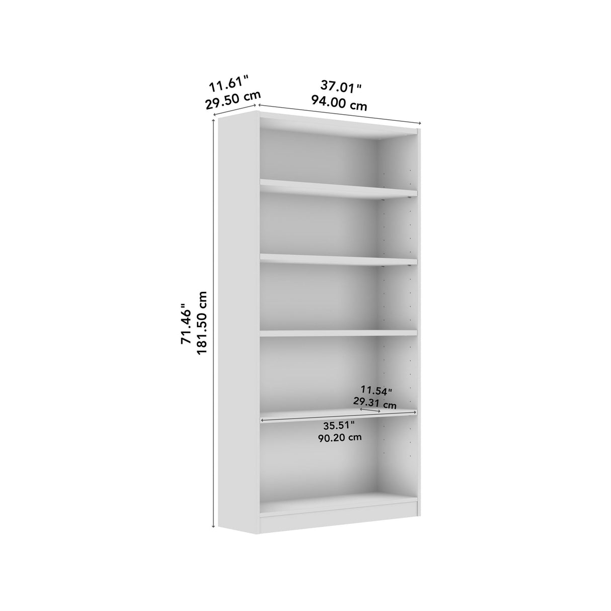 Bush Furniture Universal Tall 5 Shelf Bookcase in Platinum Gray, Vertical Storage and Display Bookshelf for Home Office or Living Room Organization