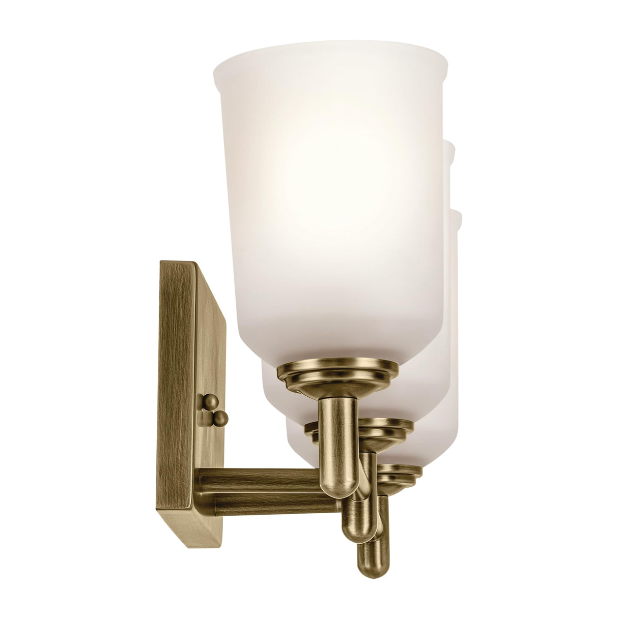 Shailene 21" 3-Light Vanity Light with Clear Satin Etched Glass in Natural Brass for Over