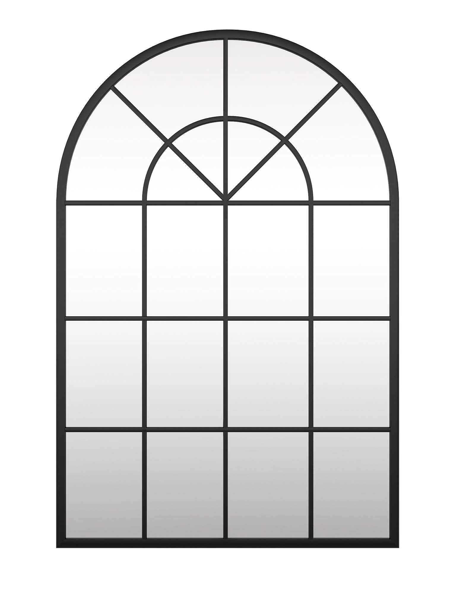 Black Arched Window Wall Mirror - Large Metal Frame 32X46 in Farmhouse Rustic Vintage Entryway Mirror