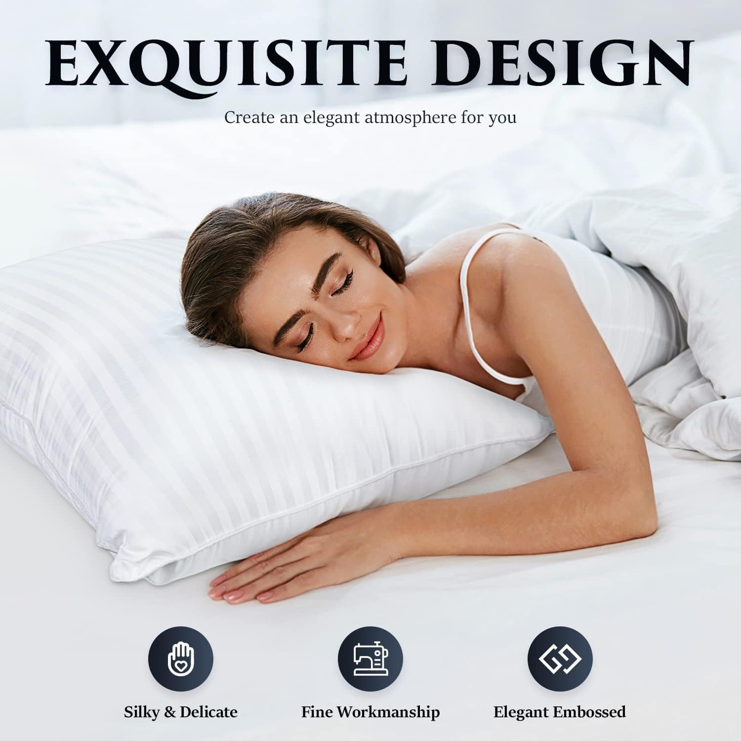 COZSINOOR Bed Pillows Queen Size: Hotel Quality Set of 2 - Down Alternative Microfiber Filled for Back, Stomach, Side Sleepers, Breathable & Skin-Friendly
