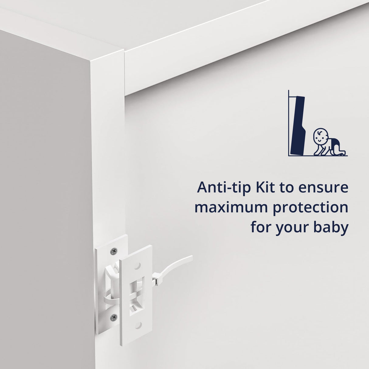 White Bookshelf, 3-Tier Bookcase with 4 Doors and 8 Cubes