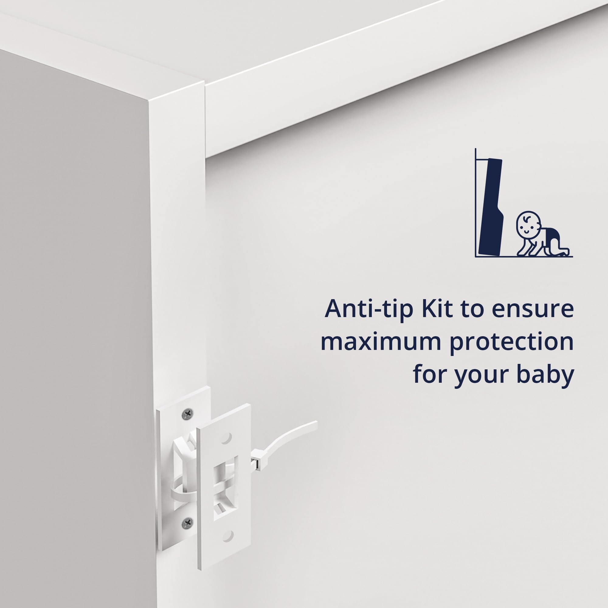 White Bookshelf, 3-Tier Bookcase with 4 Doors and 8 Cubes