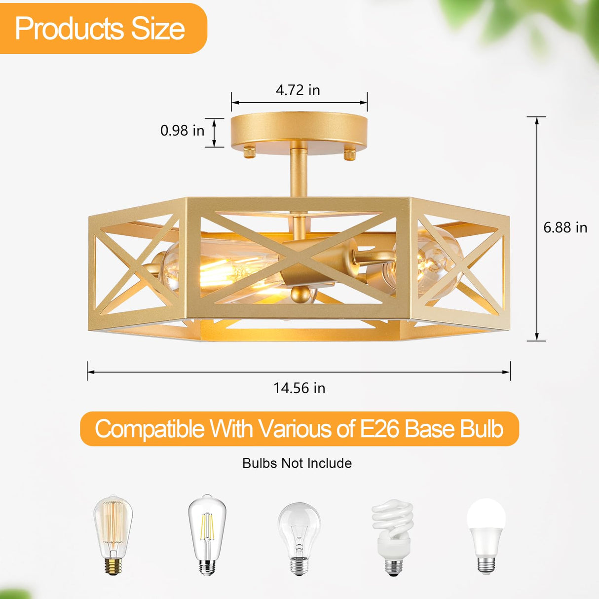 Modern Gold Flush Mount Light Fixture, 3 Light Hallway Light Fixtures