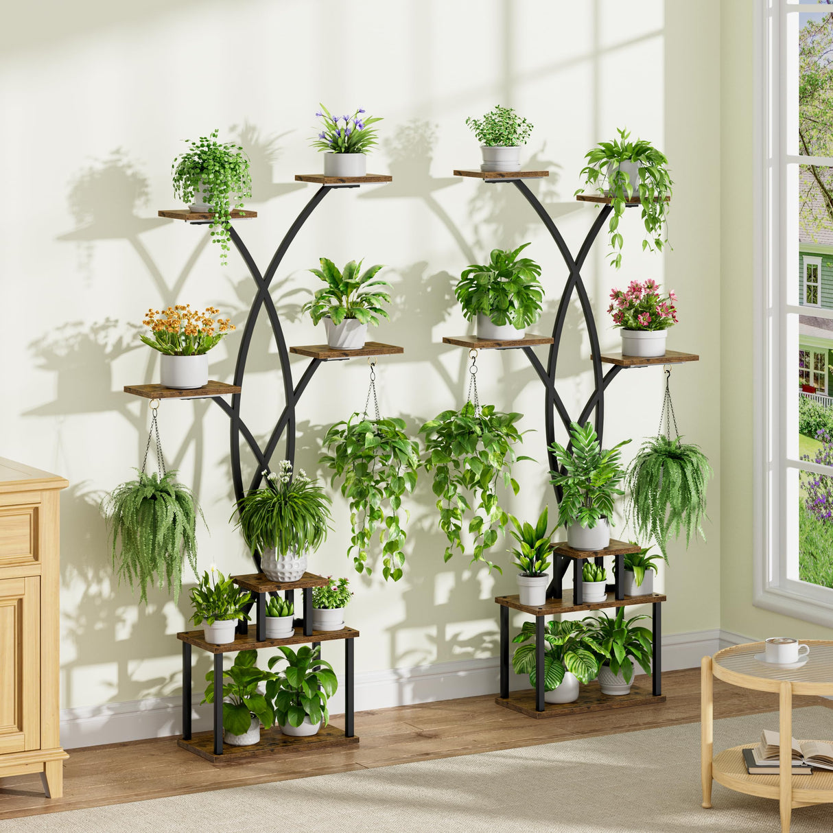 66-inch tree-shaped plant stand with grow lights for indoor use