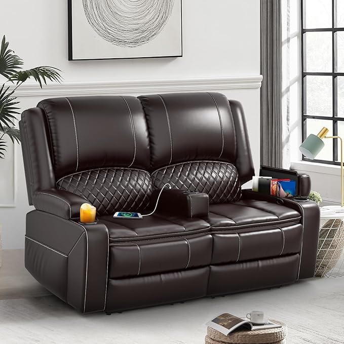 Loveseat Recliner Sofa Set with 2-Tier Cushion