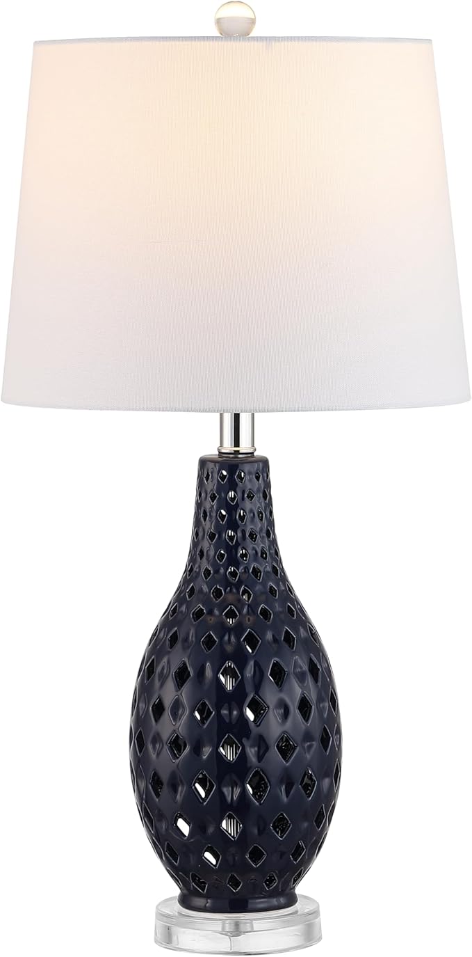 Lighting Collection Harlem Trellis White Ceramic 26-inch Bedroom Living Room Home