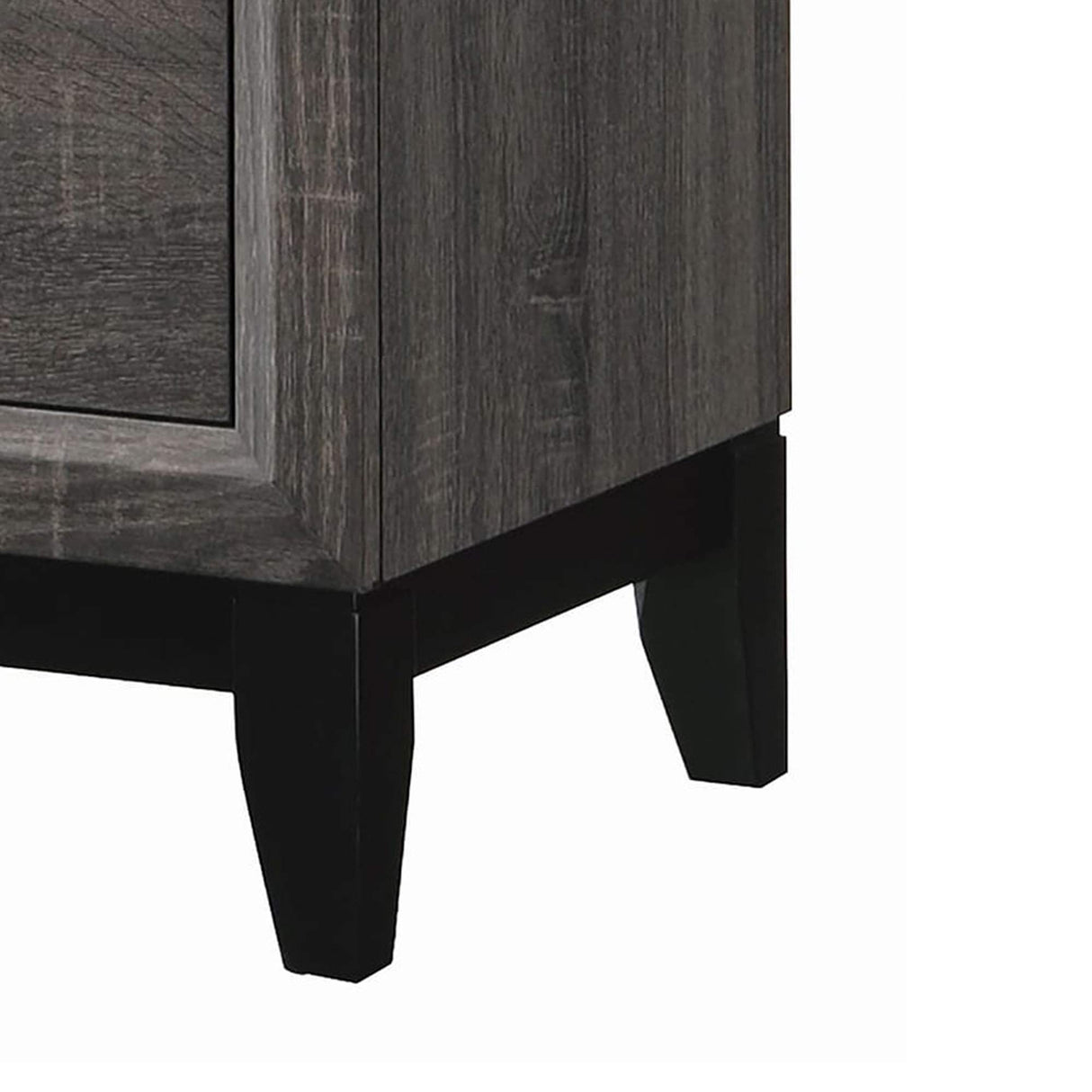 Nightstand with 2 Drawers and Chamfered Legs, Gray and Black