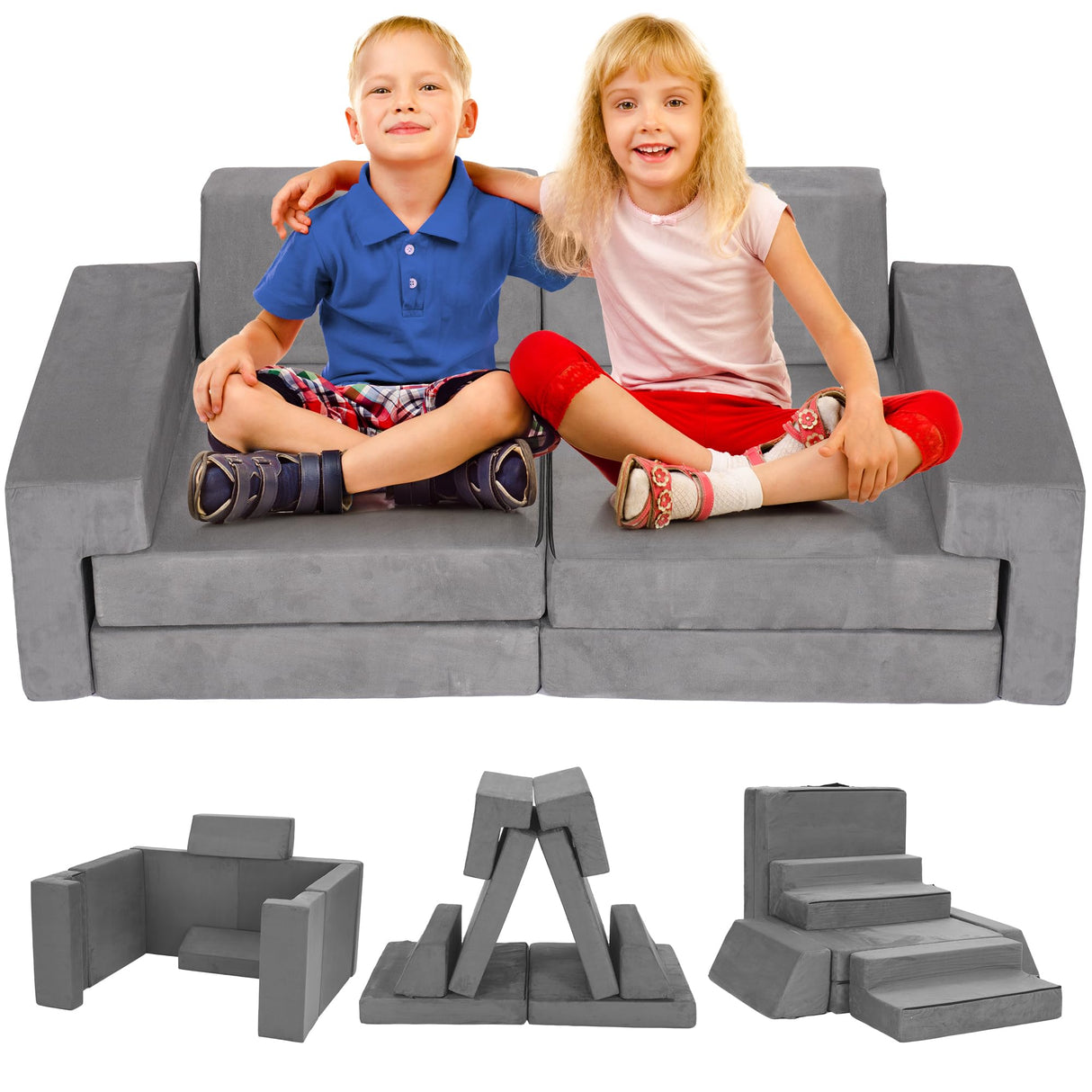 8 Pcs Modular Kids Play Couch, DIY Modular Toddler Couch for Playroom and Bedroom)