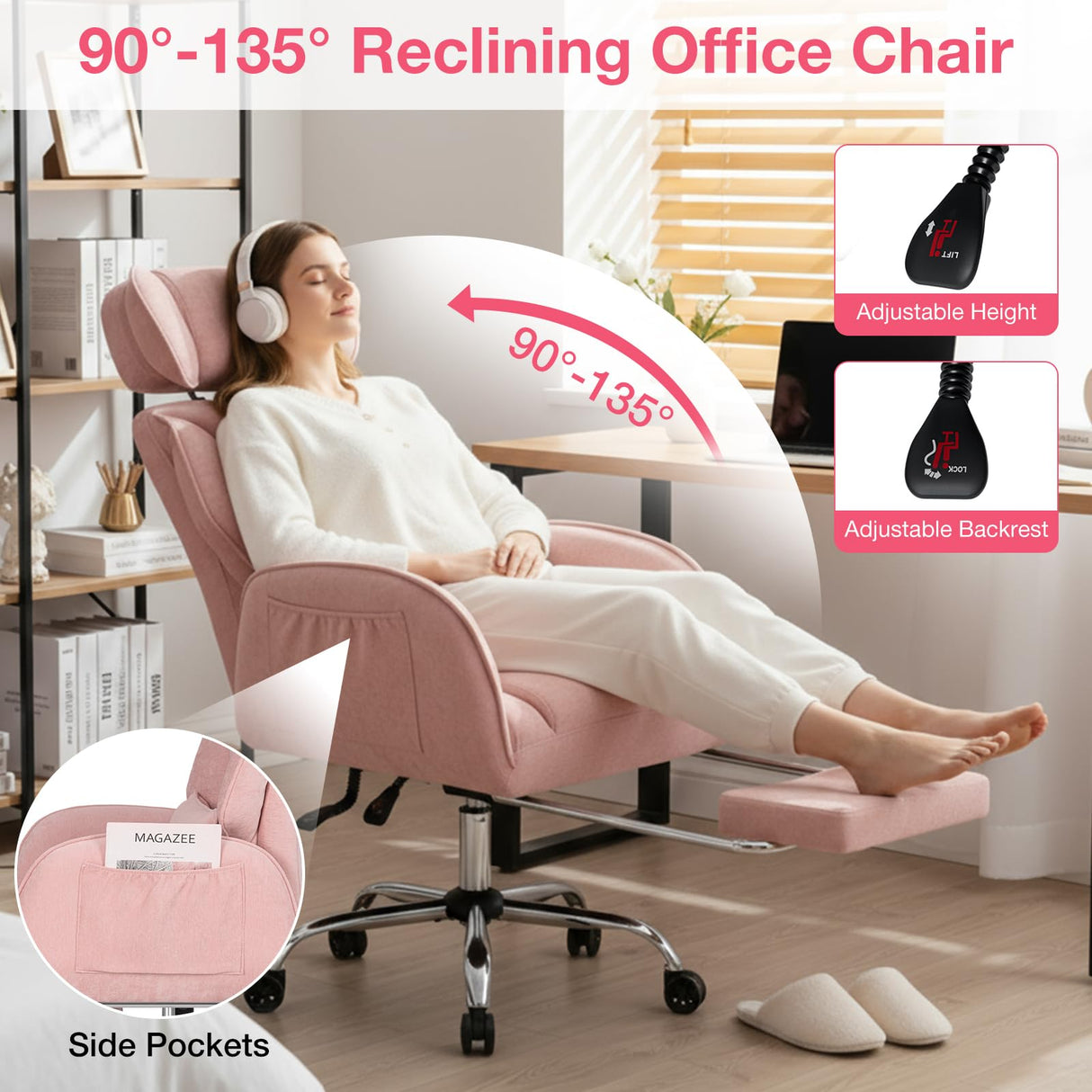 Criss Cross Ergonomic Office Chair with Wheels and Footrest