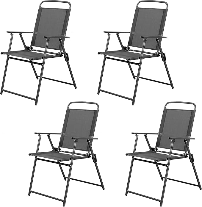 6 Piece Patio Dining Set with Umbrella, Outdoor Furniture Set with 4 Folding Chairs