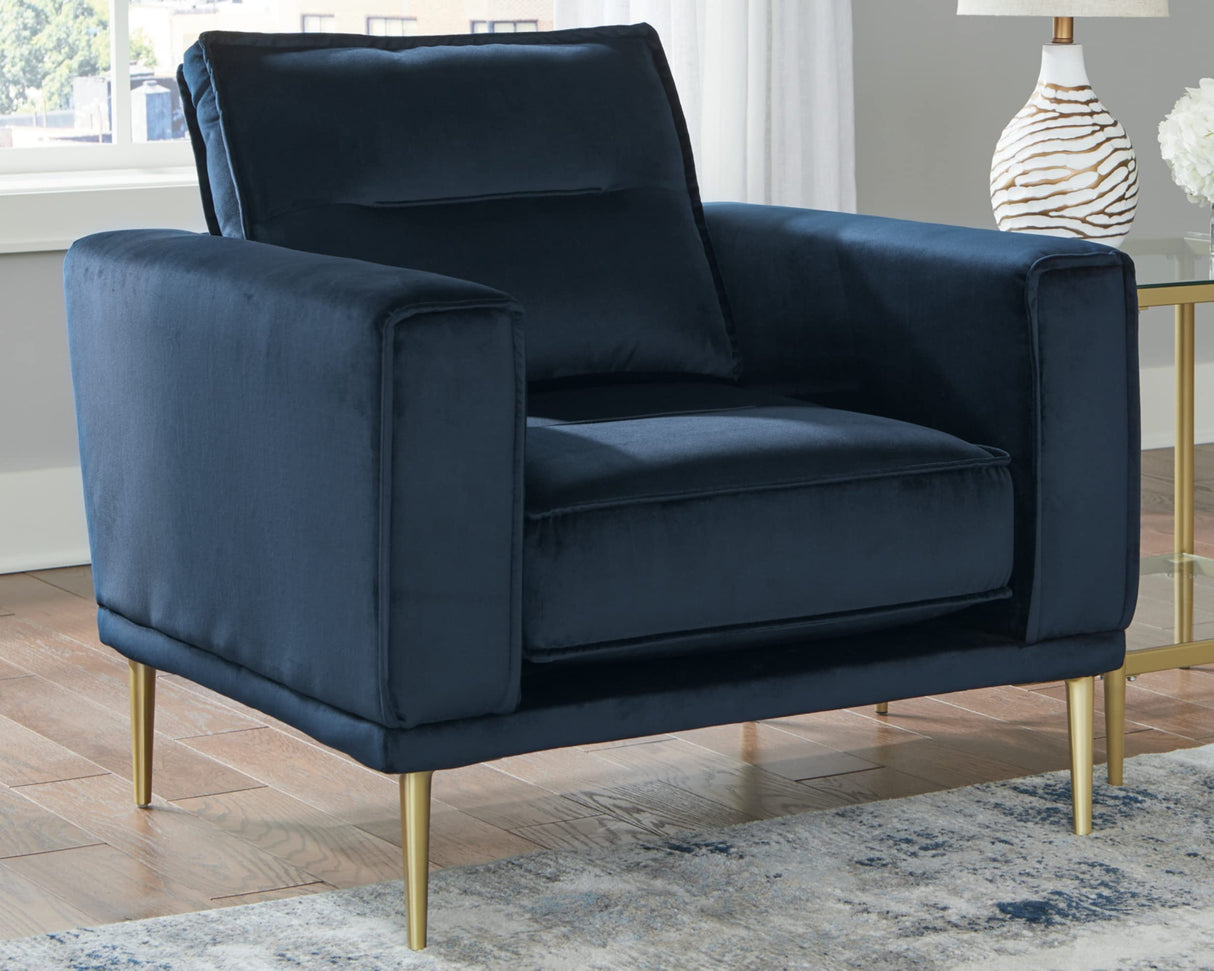 Macleary Contemporary Faux Leather Chair, Navy