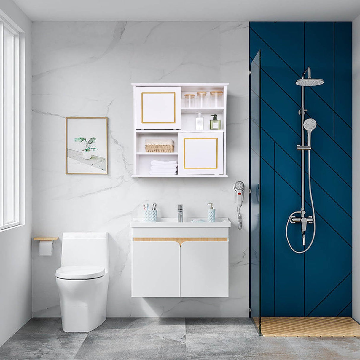 Wall Storage Cabinet, Bathroom Medicine Cabinets with Sliding Door