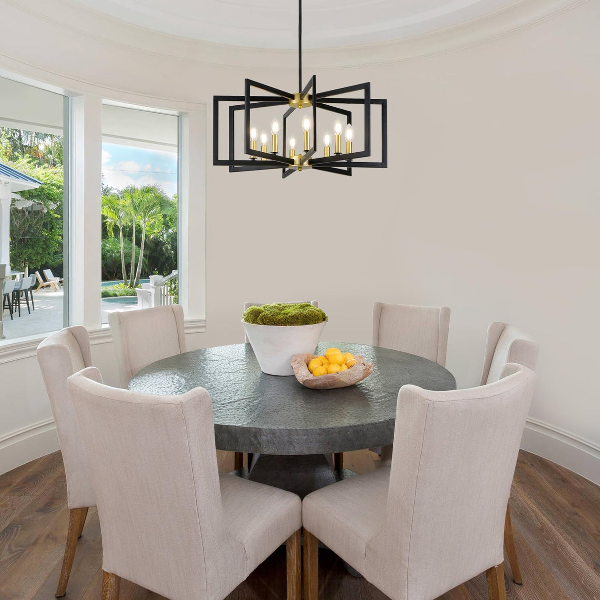 Black and Gold Chandelier, 8-Light Dining Kitchen Chandeliers Over Table