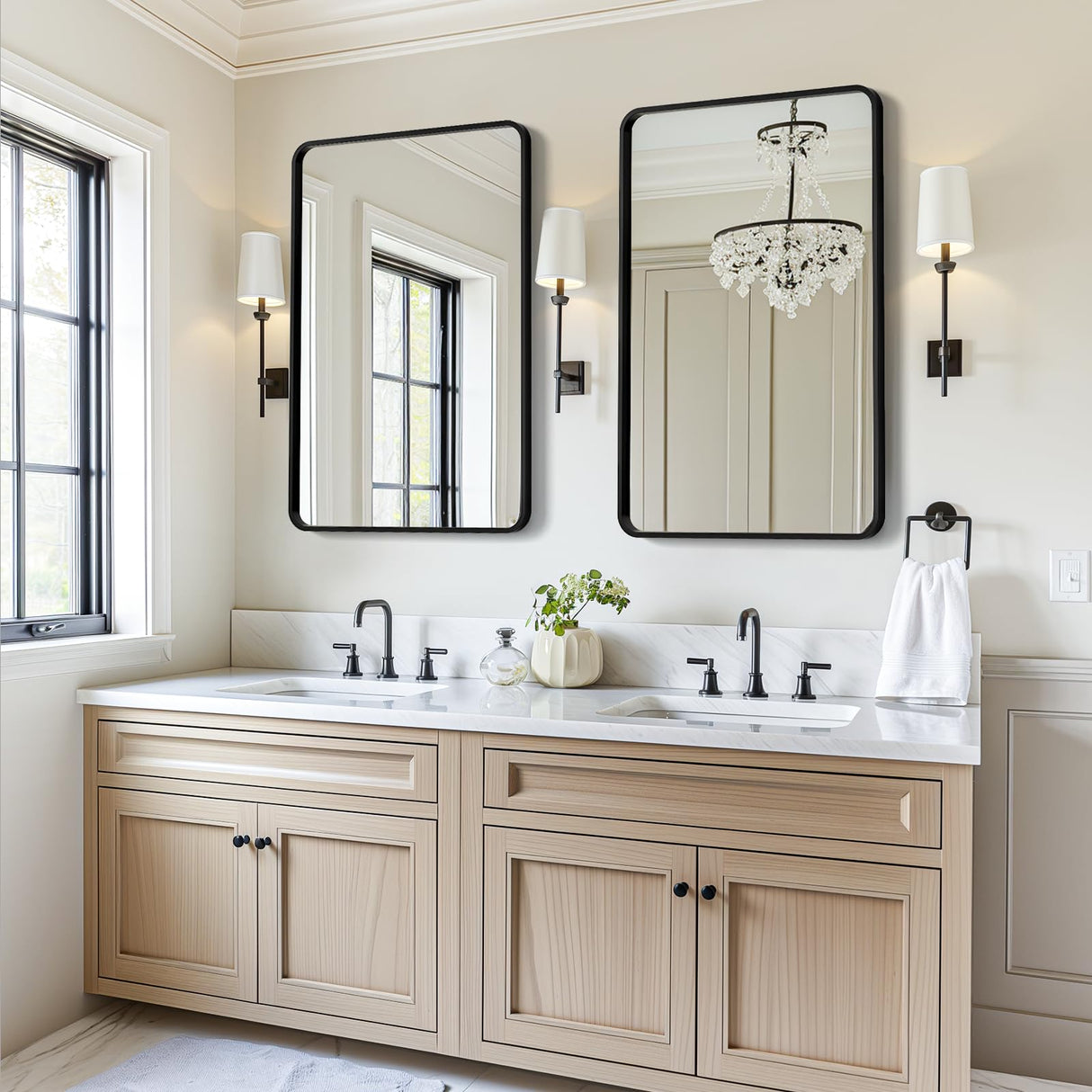 Black Bathroom Mirrors Metal Frame Rectangle Mirror