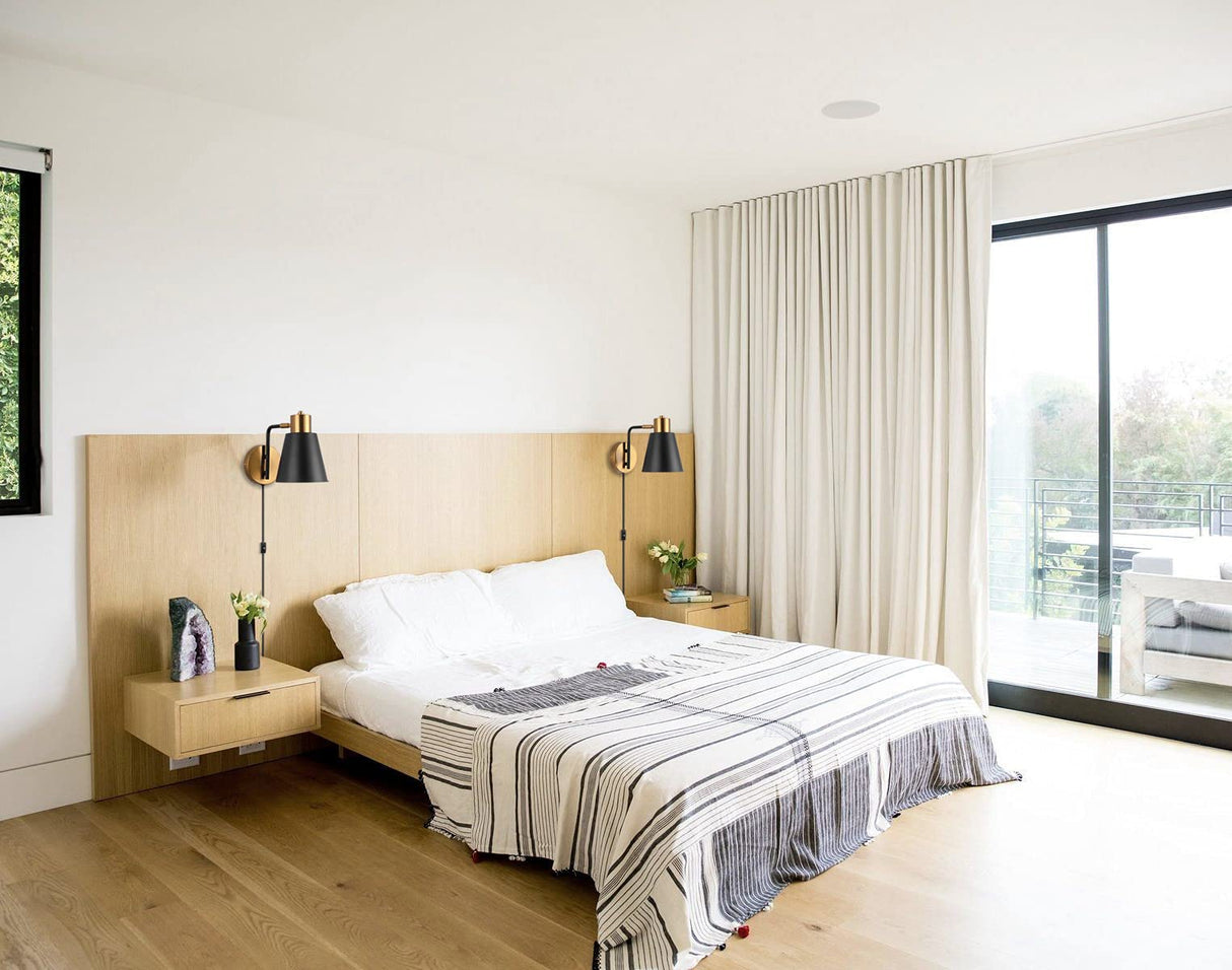 Plug in Wall Sconce Set of 2, Modern Rotatable Wall Lamp with Plug-in Cord and On/Off Toggle Switch