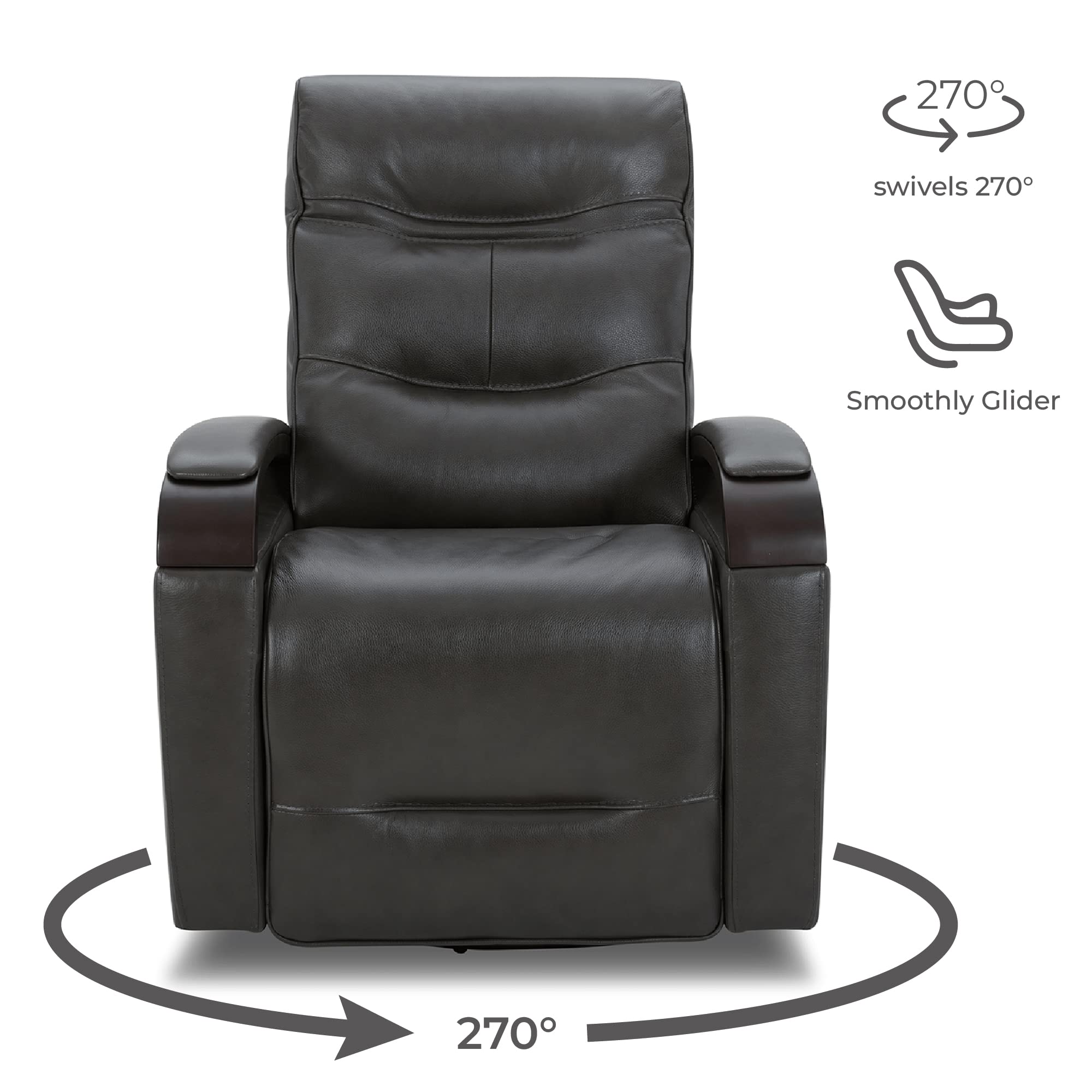 ChitaLux Power Glider Swivel Recliner Chair – Leather, USB & Power Headrest